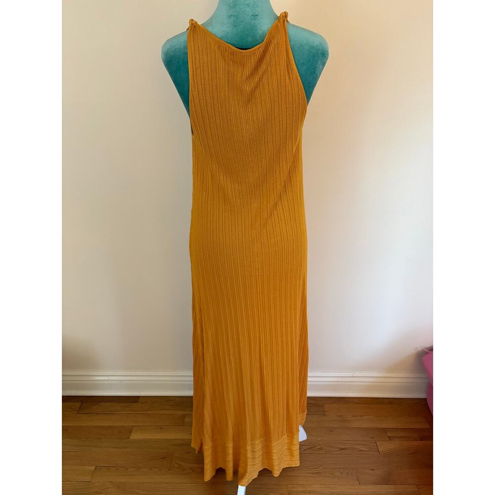 ZARA Mustard Yellow Ribbed Knit Midi Dress | Boho Minimalist Summer S - Picture 4 of 9